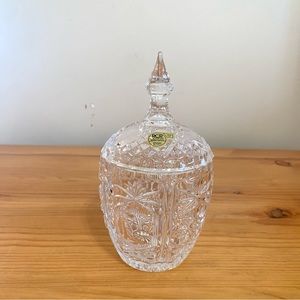 Vintage RCR Lidded Apothecary Jar Candy Dish Clear Leaded Glassware Glass new
